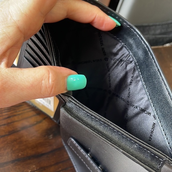 NWT MICHAEL KORS Jet Set Travel collection double zip wristlet wallet blk gray - Picture 14 of 17